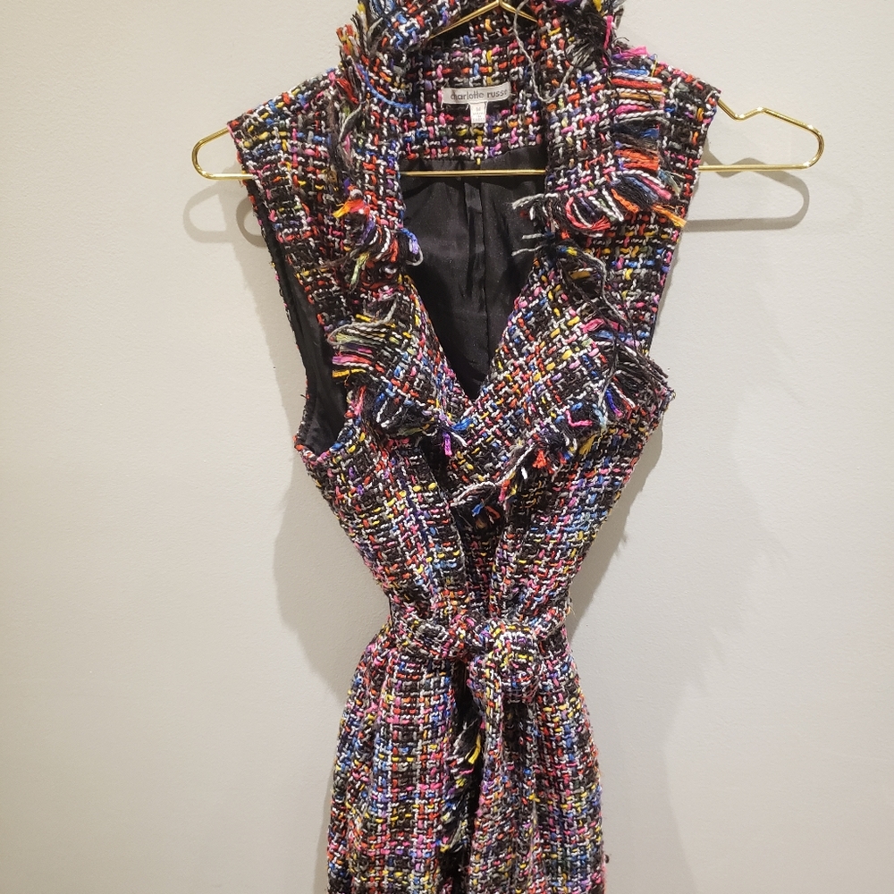 Rainbow Knitted Wrap Vest Dress